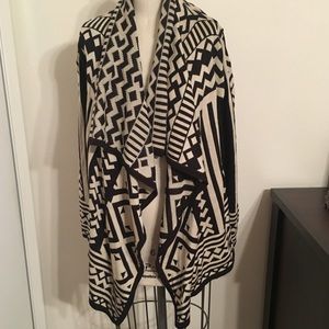 Urban Outfitters Long cardigan, black and cream
